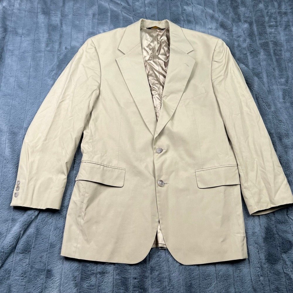 Brooks Brothers Mens Tan Two Button Sport Coat Blazer Made in USA Notch Lapel